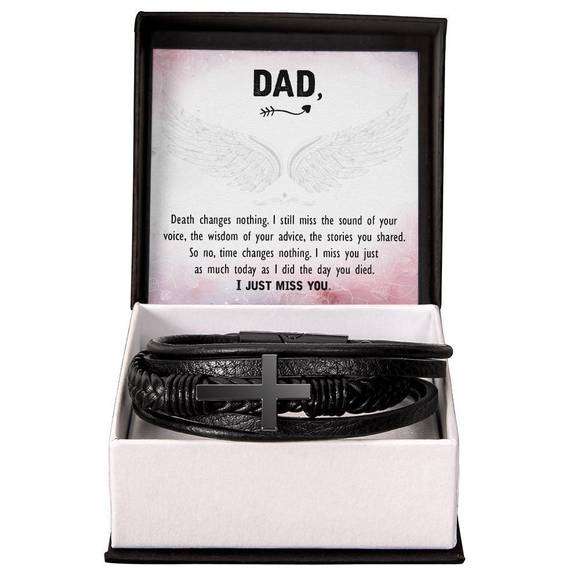 Death Changes Nothing Men Death Changes Nothing Men\'s Cross Bracelet - Vegan Leather with Stainless Steel